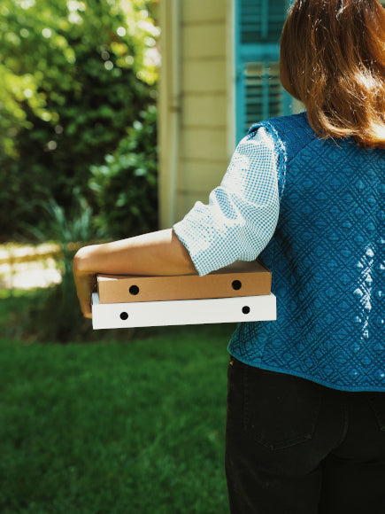 Baskılı Beyaz Pizza Kutusu