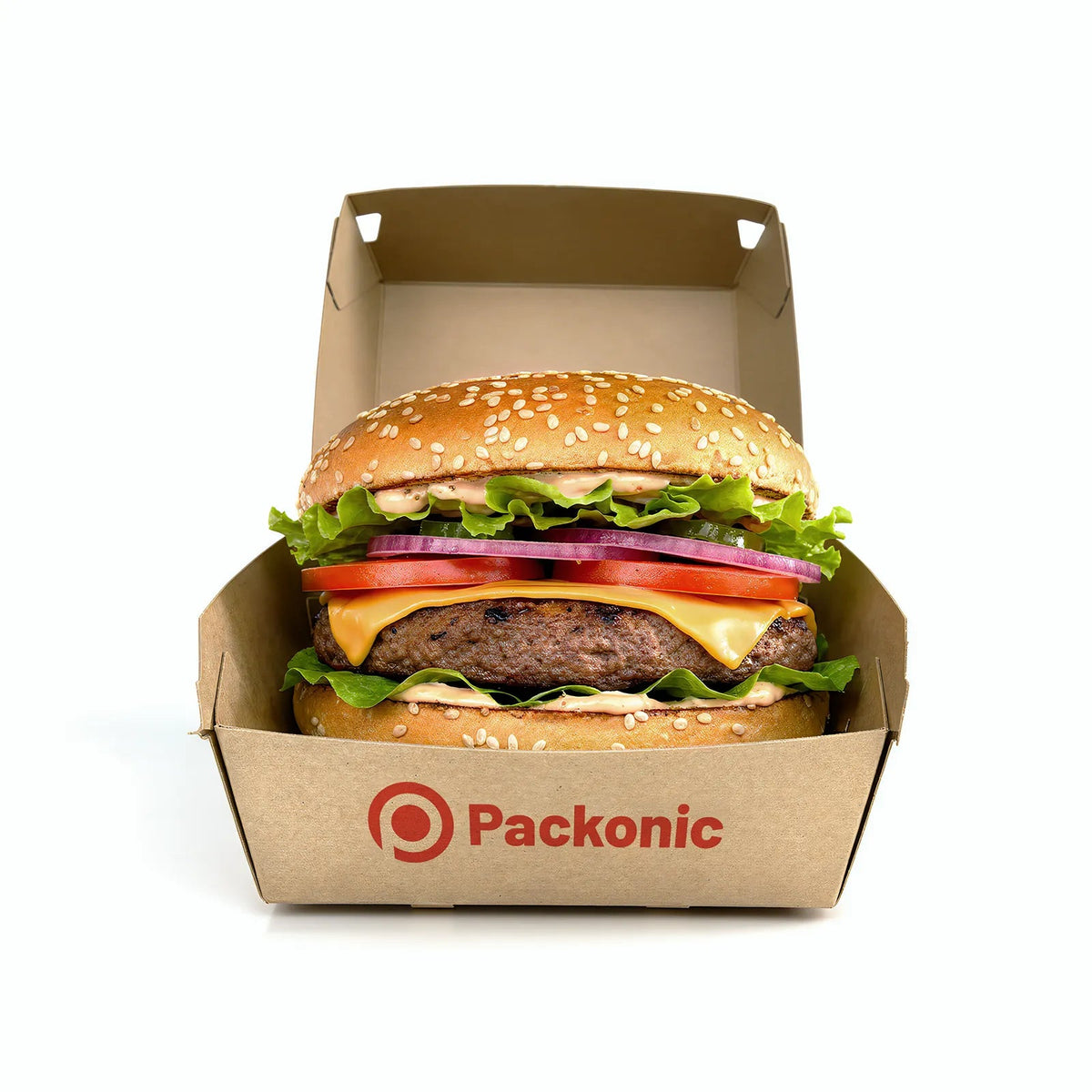 Baskılı Kraft Burger Kutusu - 8 Nokta Yapıştırmalı
