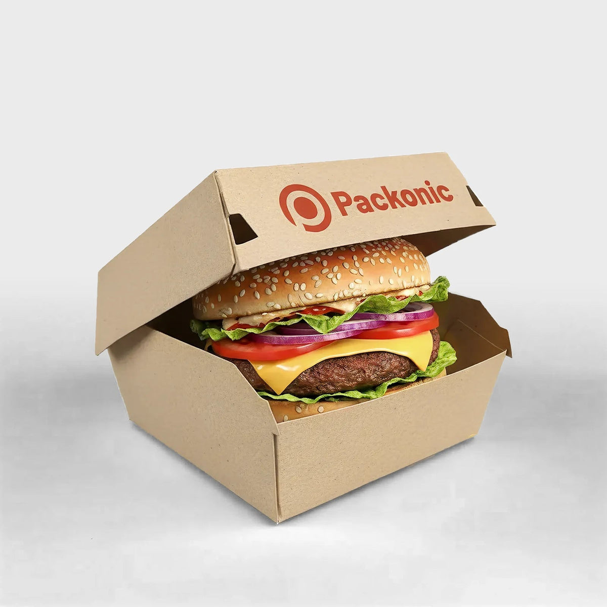 Baskılı Kraft Burger Kutusu - 8 Nokta Yapıştırmalı