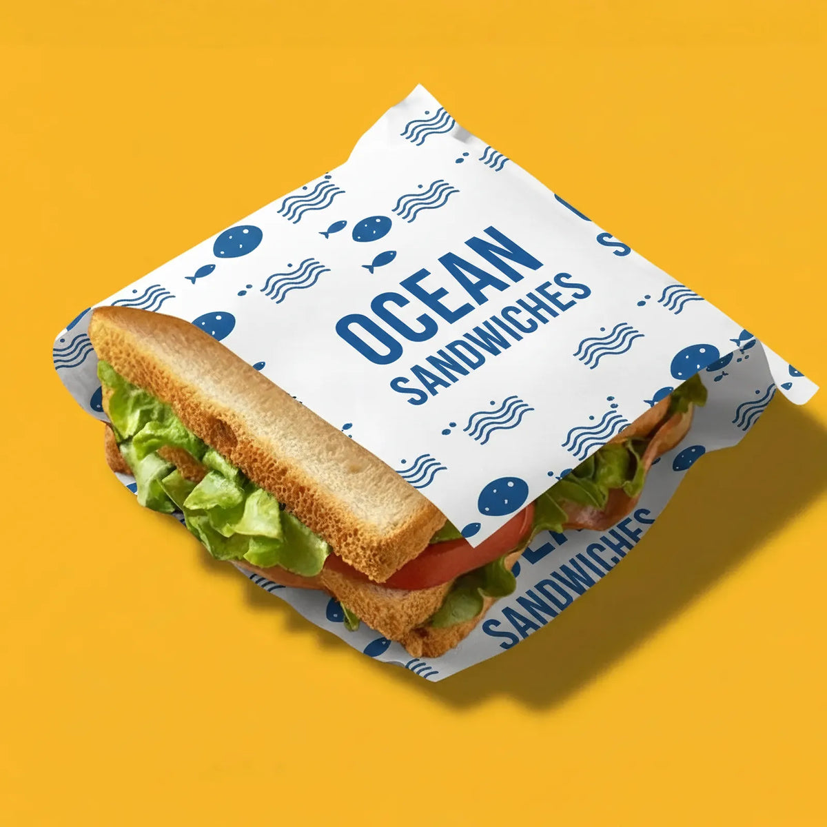 Custom Printed Sandwich Paper Pocket - White