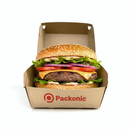 Baskılı Kraft Burger Kutusu - 8 Nokta Yapıştırmalı