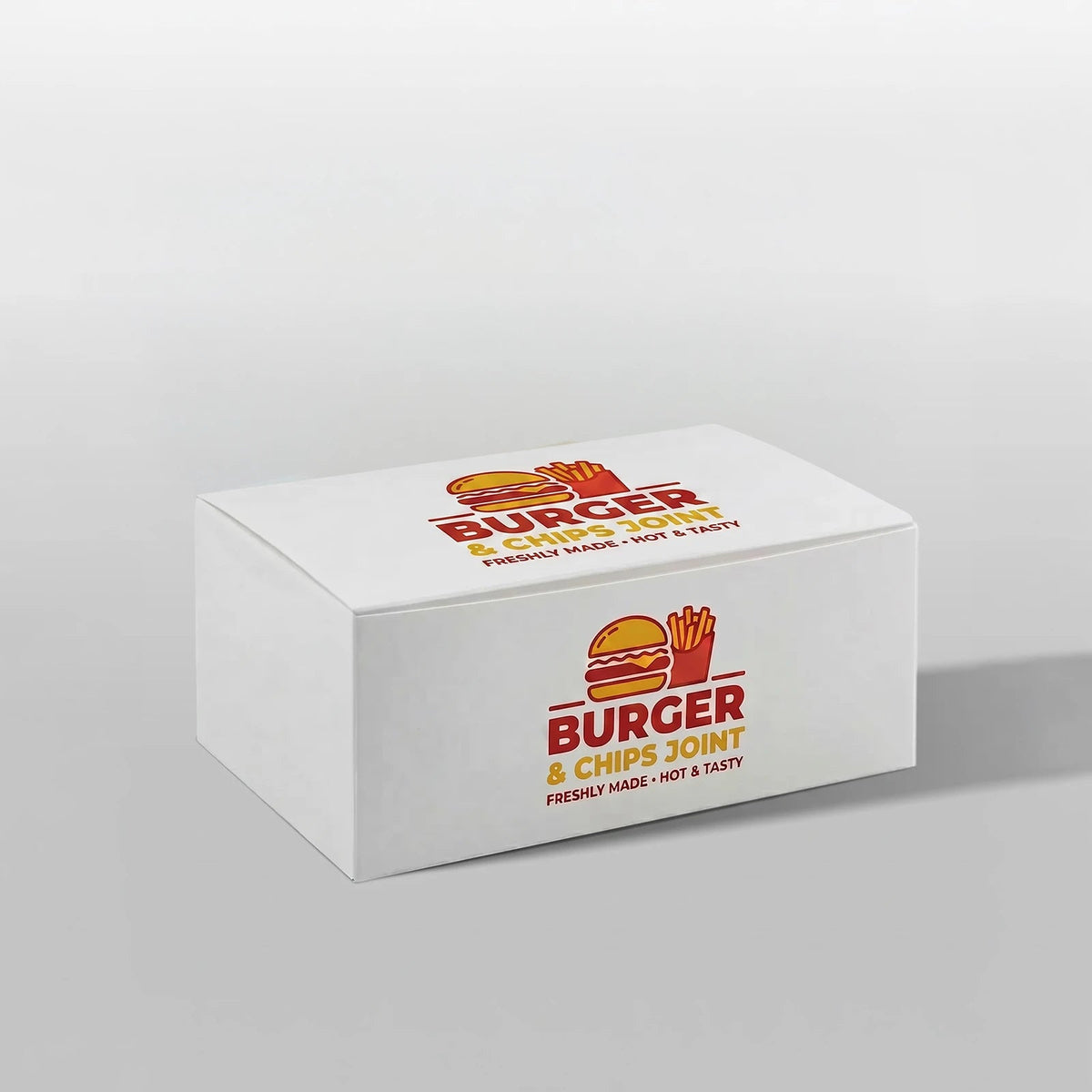 Baskılı Beyaz Hamburger Menü Kutusu - Dip Kilit Yapıştırmalı