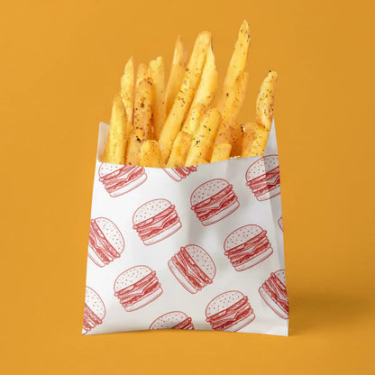 Custom Printed French Fries Paper Bag - White