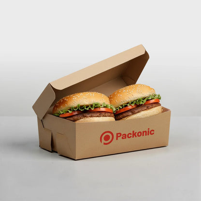 Custom Printed Burger Meal Box - Easy Assembly - Kraft