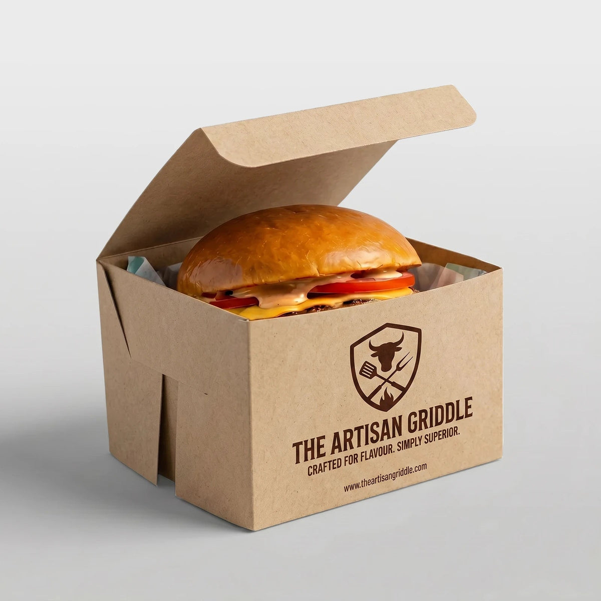Baskılı Kraft Hamburger Kutusu - Manuel Kurmalı