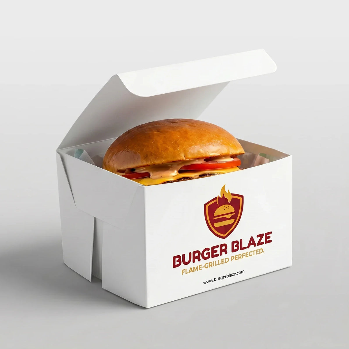Custom Printed  Burger Box - Easy Assembly - White