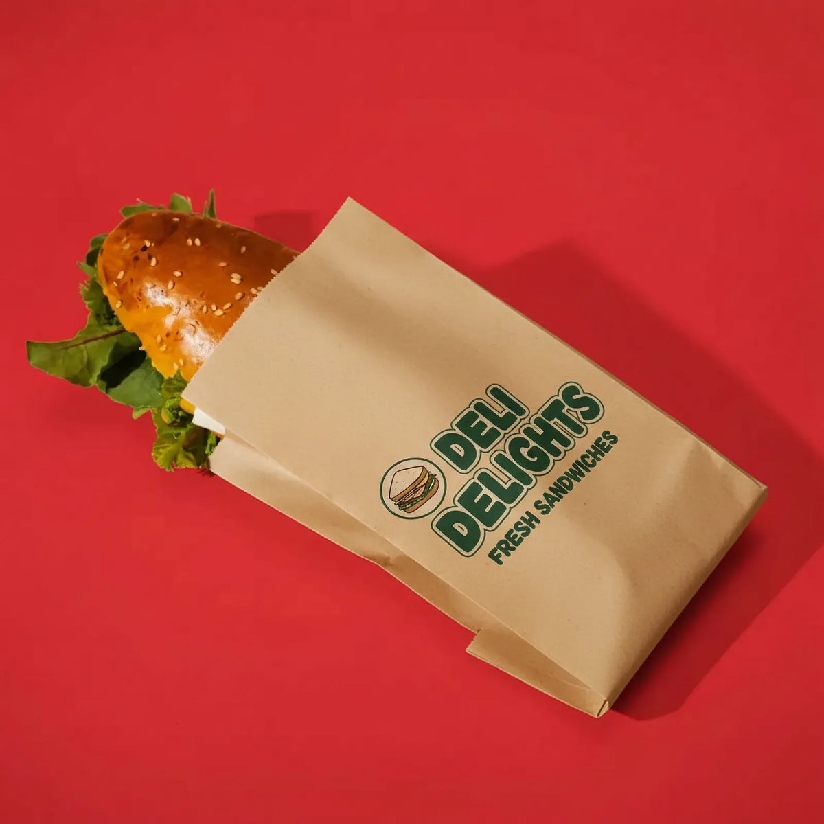 Custom Printed Sandwich Paper Bags - Kraft