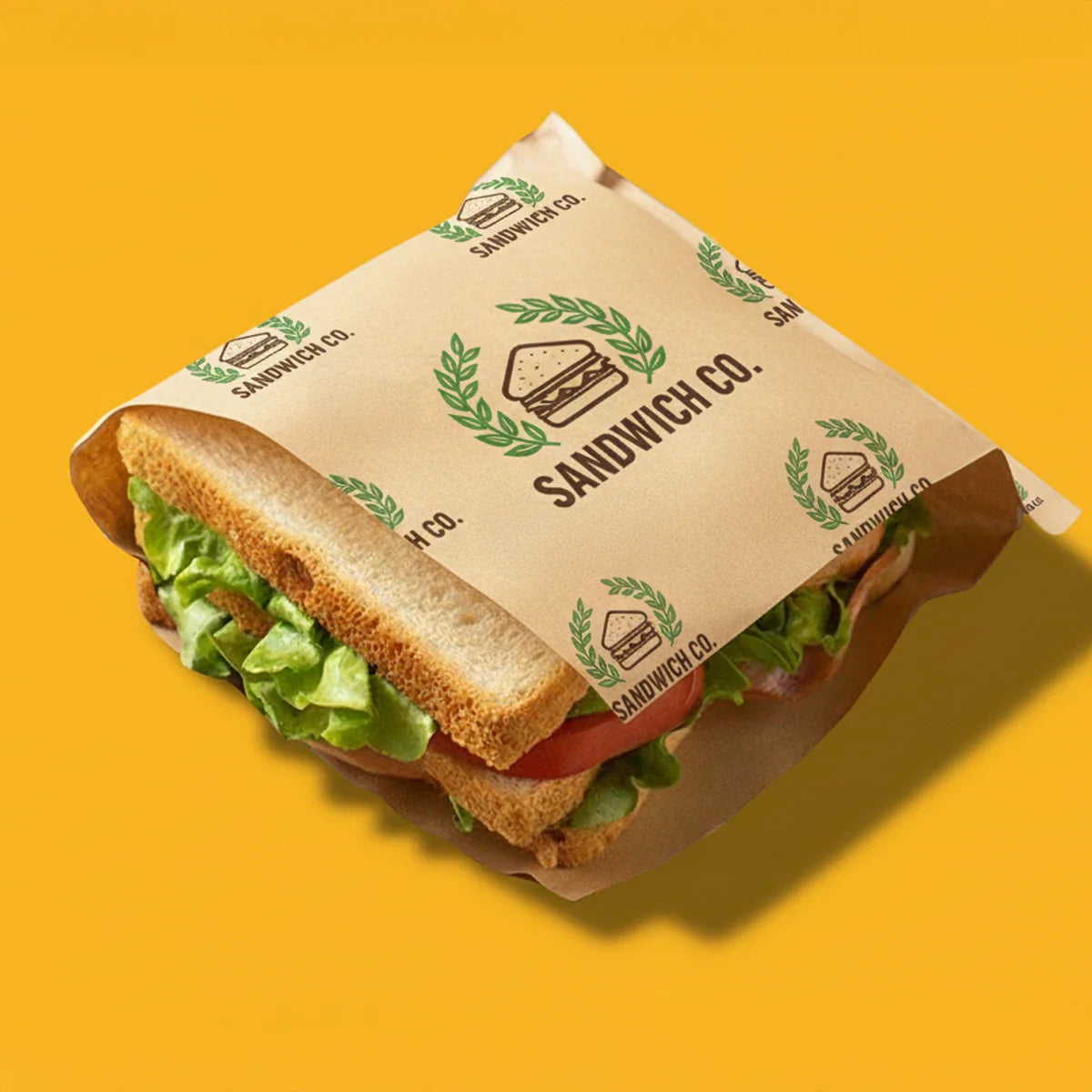 Custom Printed Sandwich Paper Pocket - Kraft