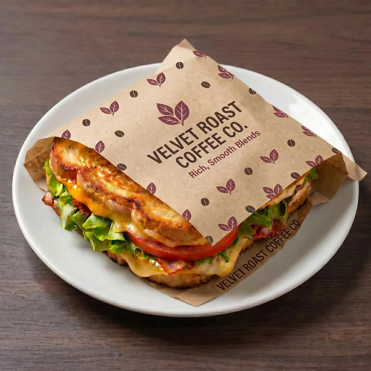 Custom Printed Sandwich Paper Pocket - Kraft